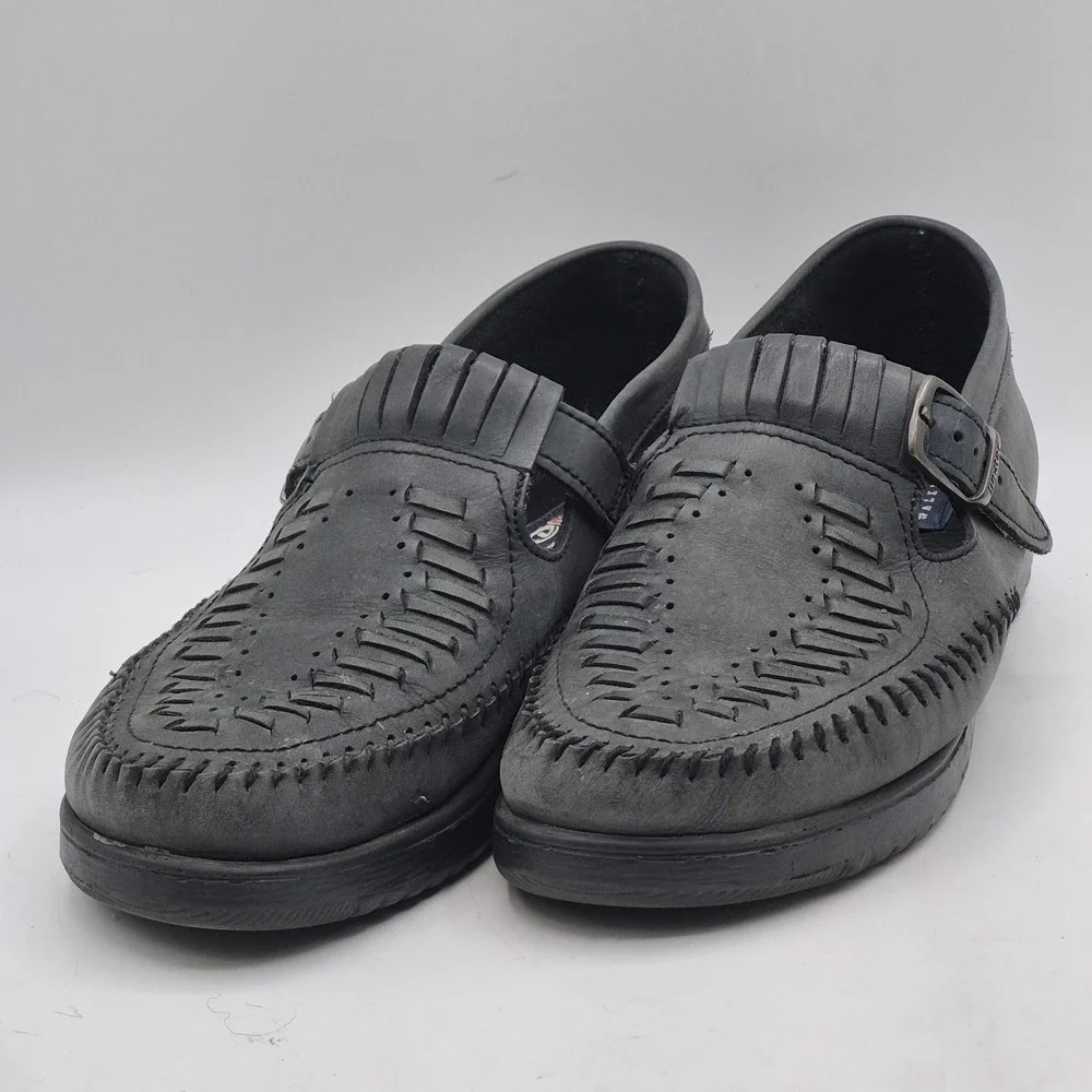 Dexter Walkmocs Shoes Mens Size 7 Gray Leather‎ Buckle Moccasins Casual Made USA